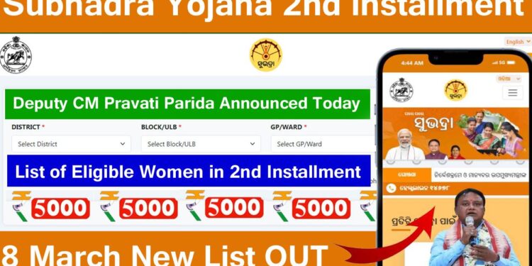 Subhadra Second Installment Money Reaches 1 Crore 63 Thousand Beneficiaries Accounts